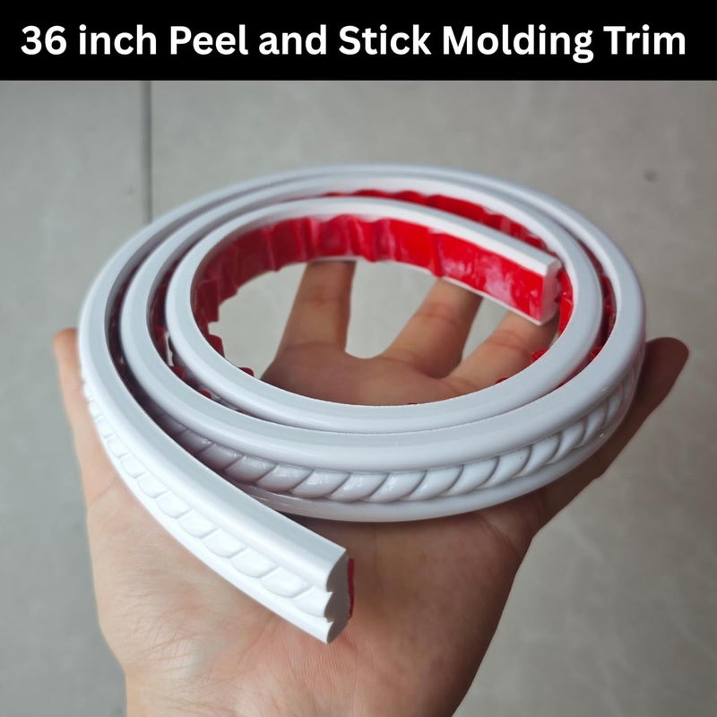 Maxiroc Peel and Stick Molding Trim Self Adhesive Flexible Wall Trim Crown Molding 3d Strip for Tile Wood Wall Panels Picture Mirror Frame Border Edge Corner Ceiling Wallpaper Moulding Decor Trim (36 in) - Image 3